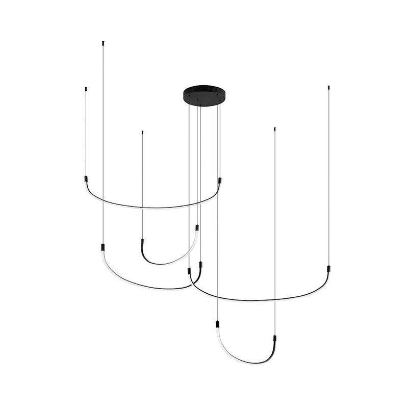 Kuzco Talis 70in 1-Light Pendant | Modern Black Aluminum and White Silicone Diffuser | Kitchen Island & Dining Room | Model MP89570-BK