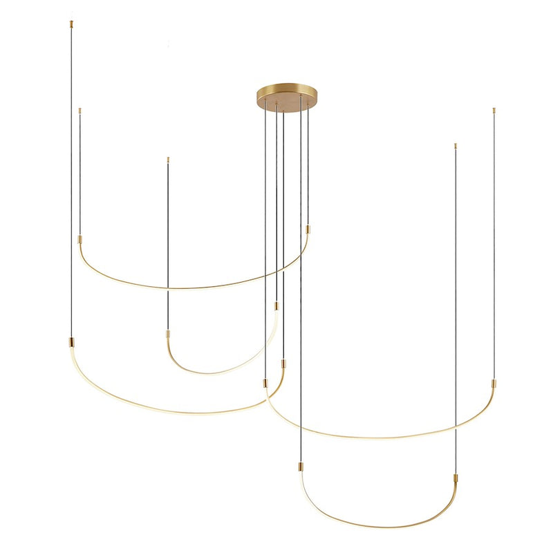 Kuzco Talis 90in 1-Light Pendant | Modern Brushed Gold Aluminum and White Silicone Diffuser | Kitchen Island & Dining Room | Model MP89590-BG