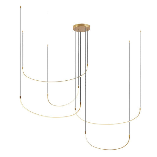 Kuzco Talis 90in 1-Light Pendant | Modern Brushed Gold Aluminum and White Silicone Diffuser | Kitchen Island & Dining Room | Model MP89590-BG