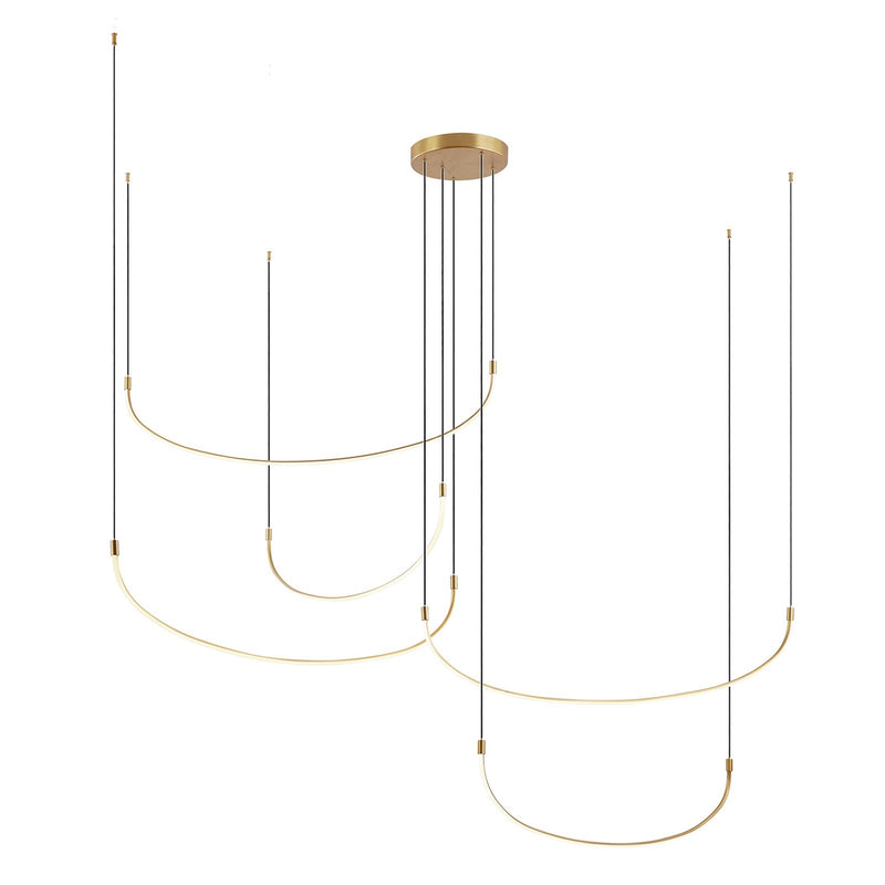 Kuzco Talis 90in LED Multi Pendant | Modern Brushed Gold Aluminum and White Silicone Diffuser | Foyer & Living Room | Model MP89590-BG-UNV