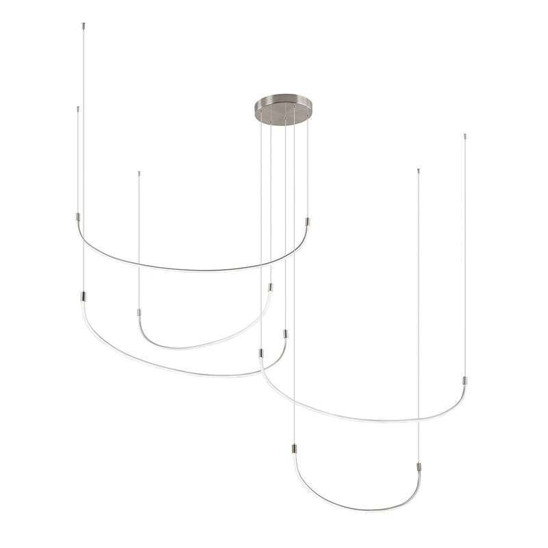 Kuzco Talis 90in 1-Light LED Multi Pendant | Minimal Brushed Nickel and U-Shaped Bar | Kitchen Island & Dining Room | 10400lm | Model MP89590-BN