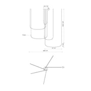 Kuzco Talis 90in 1-Light LED Multi Pendant | Minimal Brushed Nickel and U-Shaped Bar | Kitchen Island & Dining Room | 10400lm | Model MP89590-BN