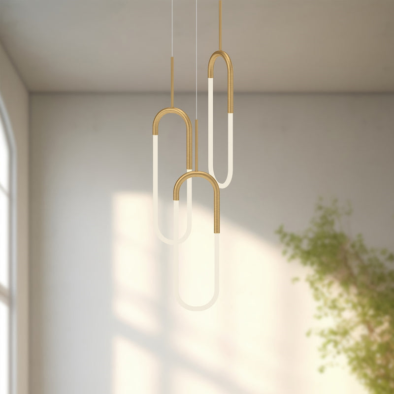 Kuzco Huron 18in 3-Light Multi Pendant | Modern Brushed Gold and Frosted Acrylic | Kitchen Island & Dining Room | Model MP95103-BG