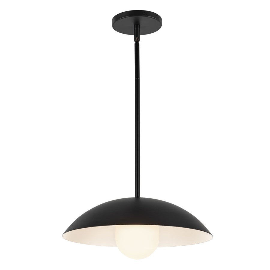 Kuzco Umbra 14" Blk Pendant, Blk/Opal Glass - PD10814-BK-OP