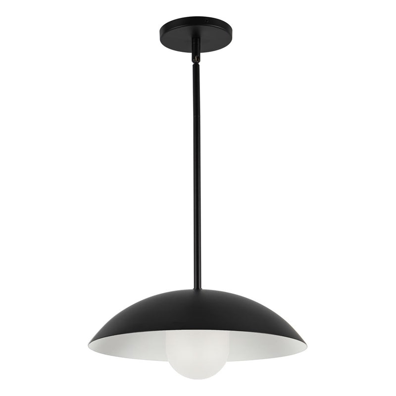 Kuzco Umbra 14" Black Pendant, Black/Opal Glass