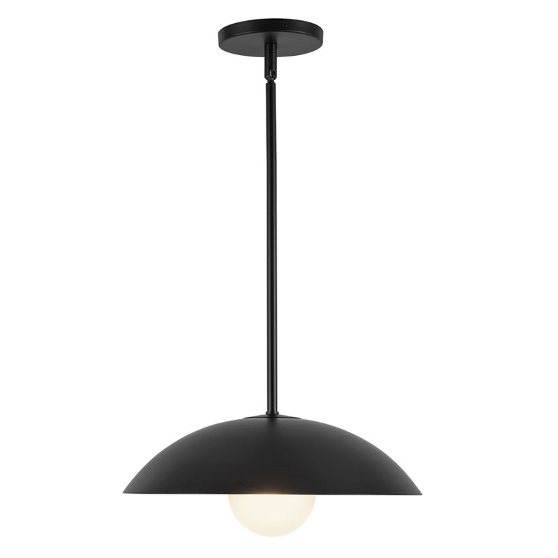 Kuzco Umbra 14" Black Pendant, Black/Opal Glass