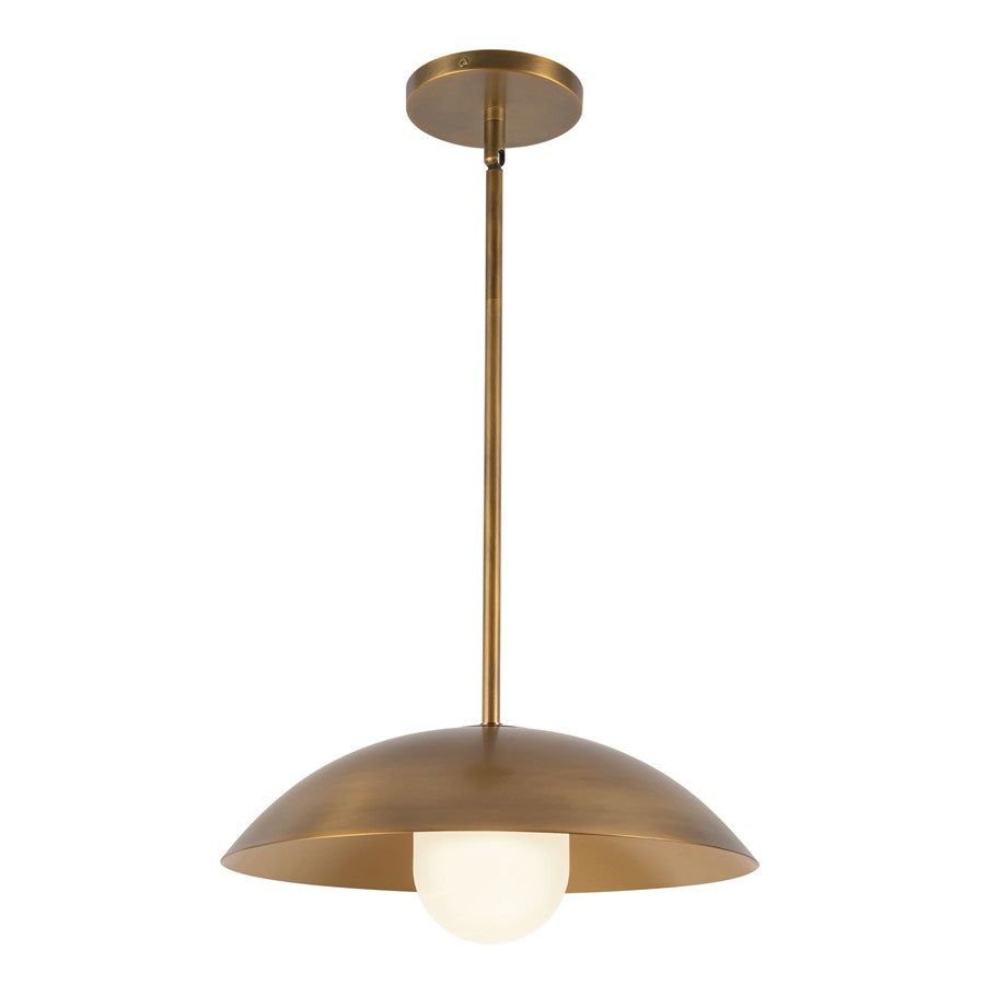 Kuzco Umbra 14" Brass Pendant, Vintage Brass/Opal Glass - PD10814-VB-OP