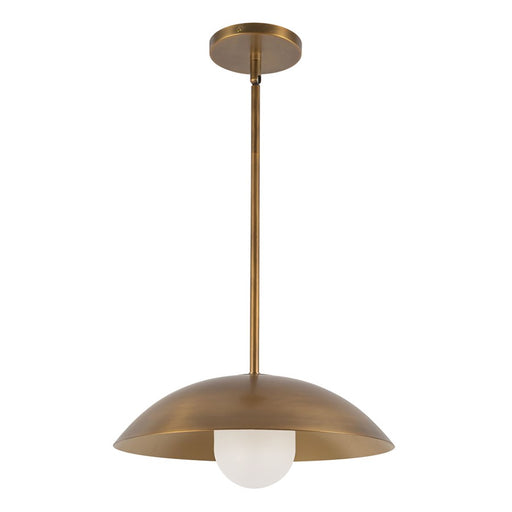Kuzco Umbra 14" Brass Pendant, Vintage Brass/Opal Glass