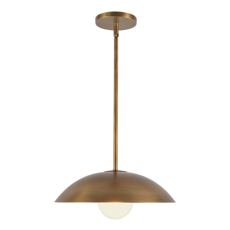 Kuzco Umbra 14" Brass Pendant, Vintage Brass/Opal Glass