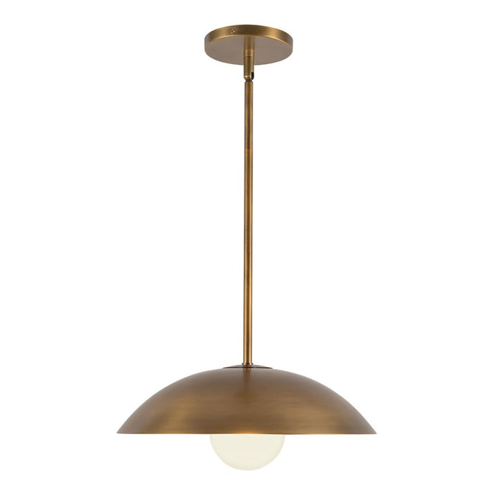 Kuzco Umbra 14" Brass Pendant, Vintage Brass/Opal Glass