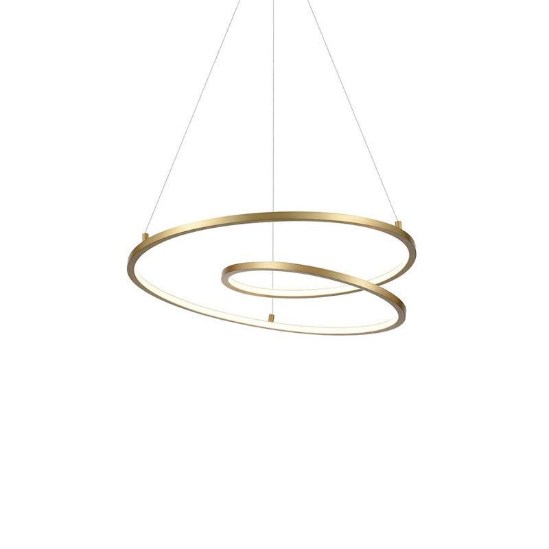 Kuzco Twist 19in LED Pendant | Modern Antique Brass Aluminum and White Acrylic Diffuser | Kitchen Island & Dining Room | Model PD11119-AN