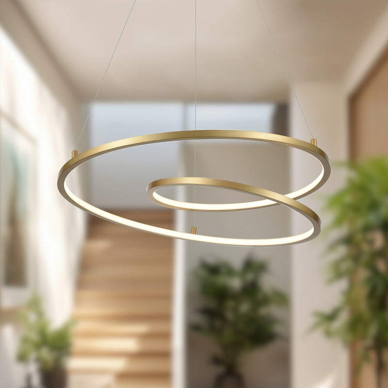 Kuzco Twist 19in LED Pendant | Modern Antique Brass Aluminum and White Acrylic Diffuser | Kitchen Island & Dining Room | Model PD11119-AN