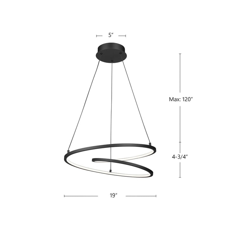 Kuzco Twist 19in LED Pendant | Modern Antique Brass Aluminum and White Acrylic Diffuser | Kitchen Island & Dining Room | Model PD11119-AN