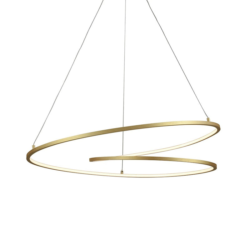 Kuzco Twist 32in 1-Light LED Pendant | Modern Antique Brass and White Acrylic Diffuser | Kitchen Island & Dining Room | Model PD11132-AN