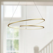 Kuzco Twist 32in 1-Light LED Pendant | Modern Antique Brass and White Acrylic Diffuser | Kitchen Island & Dining Room | Model PD11132-AN