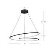 Kuzco Twist 32in 1-Light LED Pendant | Modern Antique Brass and White Acrylic Diffuser | Kitchen Island & Dining Room | Model PD11132-AN