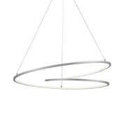 Kuzco Twist 32in LED Pendant | Modern Antique Silver Aluminum and White Acrylic | Kitchen Island & Dining Room Linear Light | Model PD11132-AS