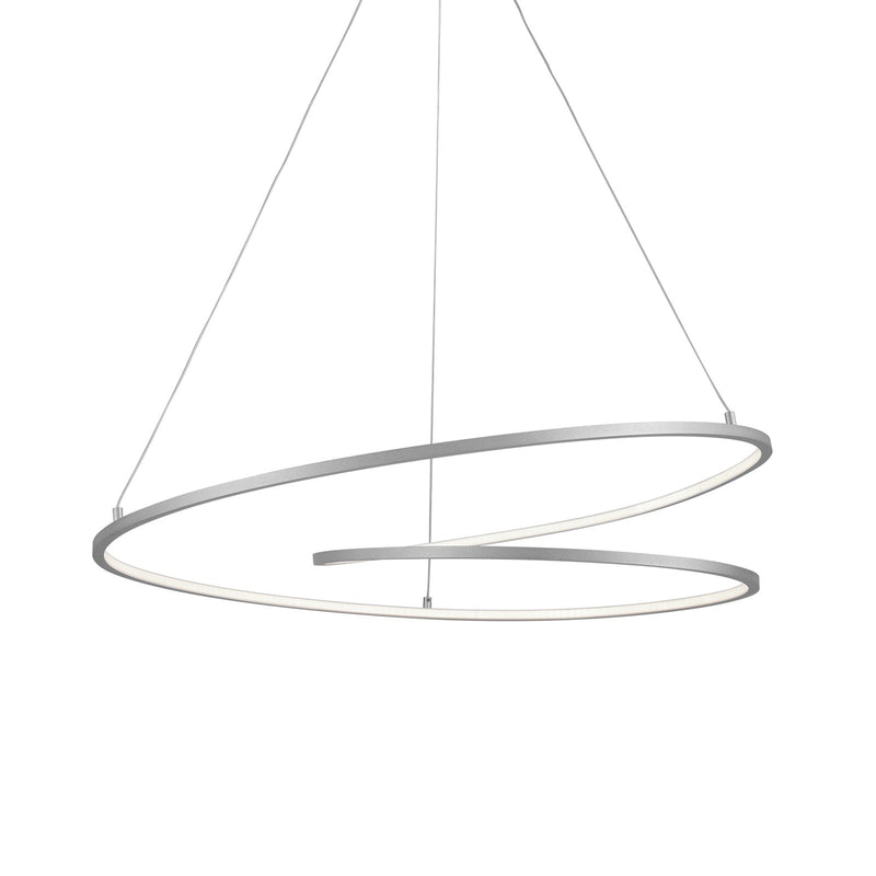 Kuzco Twist 32in LED Pendant | Modern Antique Silver Aluminum and White Acrylic | Kitchen Island & Dining Room Linear Light | Model PD11132-AS