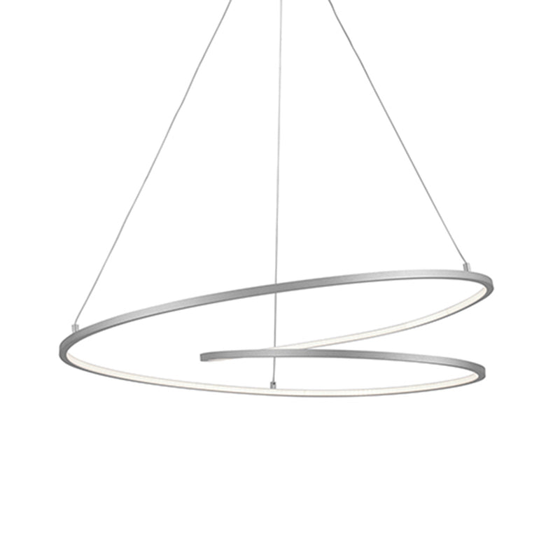 Kuzco Twist 32in LED Pendant | Modern Antique Silver Aluminum and White Acrylic | Kitchen Island & Dining Room Linear Light | Model PD11132-AS