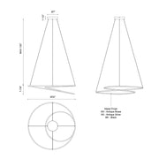 Kuzco Twist 32in LED Pendant | Modern Antique Silver Aluminum and White Acrylic | Kitchen Island & Dining Room Linear Light | Model PD11132-AS