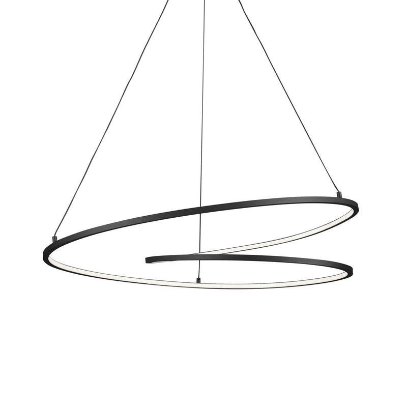 Kuzco Twist 32in 1-Light Pendant | Black Aluminum Frame and White Acrylic Diffuser | Kitchen Island & Dining Room | 32 x 7.88 in | Model PD11132-BK