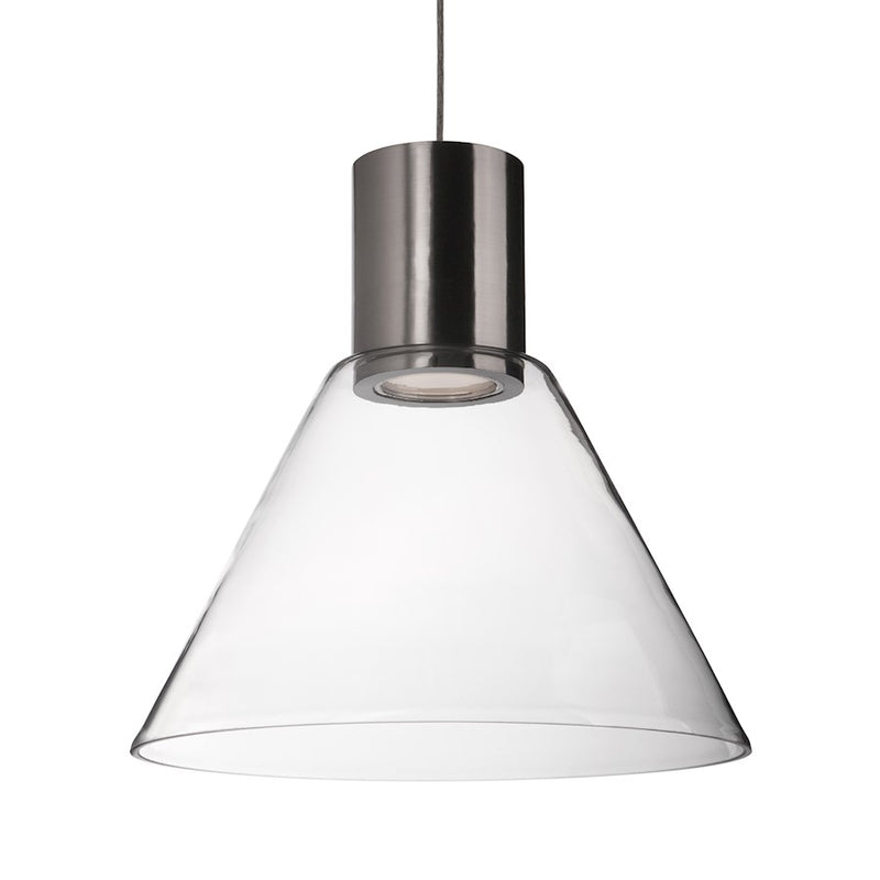 Kuzco Vanier 11in 1-Light LED Pendant | Modern Brushed Nickel and Clear Glass | Kitchen Island & Dining Room | Model PD11612-BN