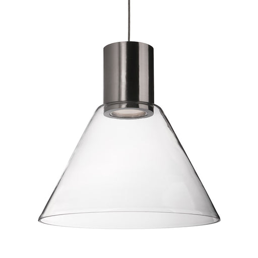 Kuzco Vanier 11in 1-Light LED Pendant | Modern Brushed Nickel and Clear Glass | Kitchen Island & Dining Room | Model PD11612-BN