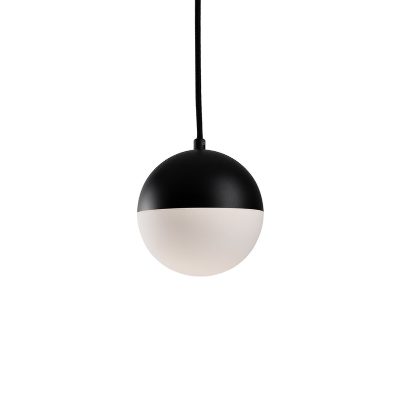 Kuzco Monae 6in LED Pendant | Modern Black Aluminum and Steel with Opal Glass Shade | Kitchen Island & Dining Room | 6.62 x 6 in | Model PD11706-BK