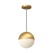 Kuzco Monae 8in 1-Light LED Pendant | Retro Brushed Gold Aluminum and Opal Glass | Kitchen Island & Dining Room | 1200lm 3000K | Model PD11708-BG