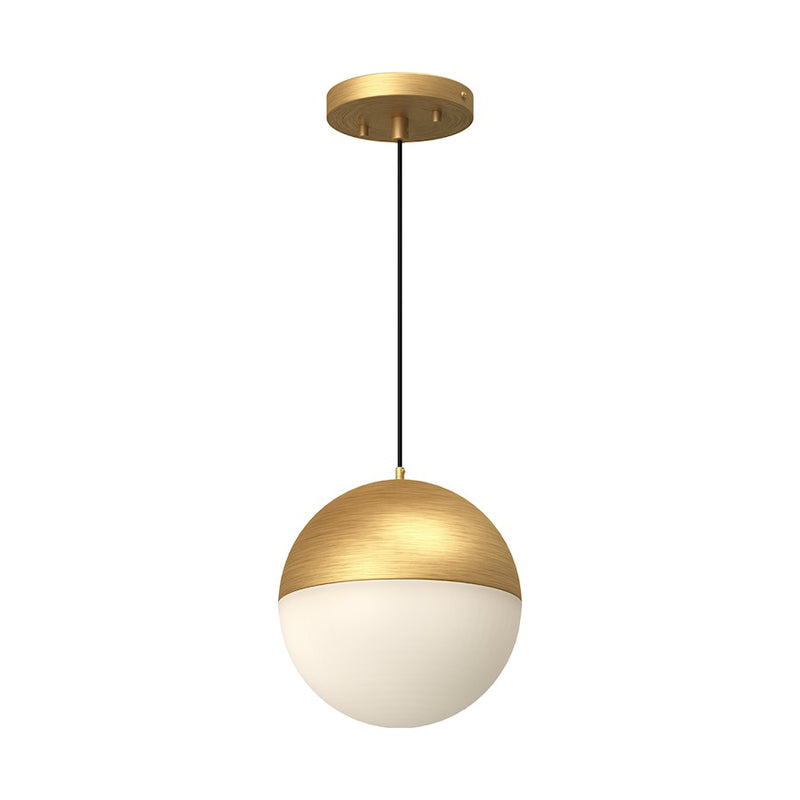Kuzco Monae 8in 1-Light LED Pendant | Retro Brushed Gold Aluminum and Opal Glass | Kitchen Island & Dining Room | 1200lm 3000K | Model PD11708-BG