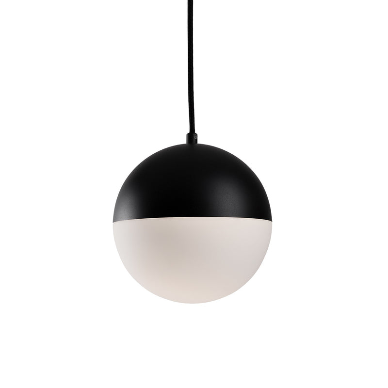 Kuzco Monae 8in 1-Light Pendant | Retro Black Metal and Opal Glass | Kitchen Island & Dining Room | 1200lm 3000K Dimmable | Model PD11708-BK