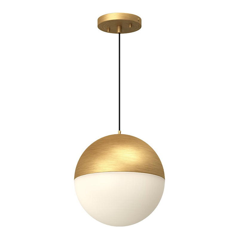 Kuzco Monae 10in 1-Light LED Pendant | Retro Brushed Gold and Opal Glass | Kitchen Island & Dining Room | 10 x 10.88 in | Model PD11710-BG