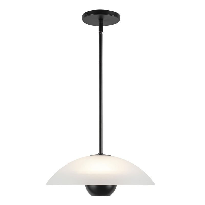 Kuzco Umbra 14" Black Pendant, Opal Glass/Blk