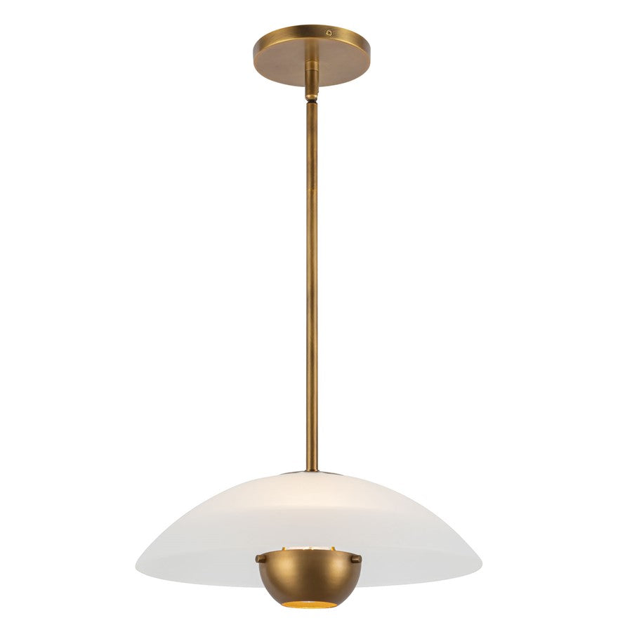 Kuzco Umbra 14" Brass Pendant, Opal Glass/Vintage Brass - PD11914-OP-VB