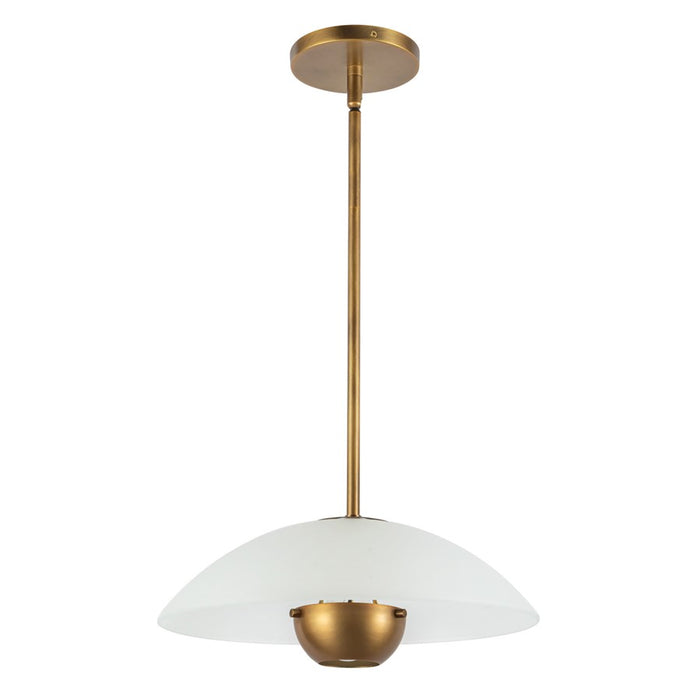 Kuzco Umbra 14" Brass Pendant, Opal Glass/Vintage Brass