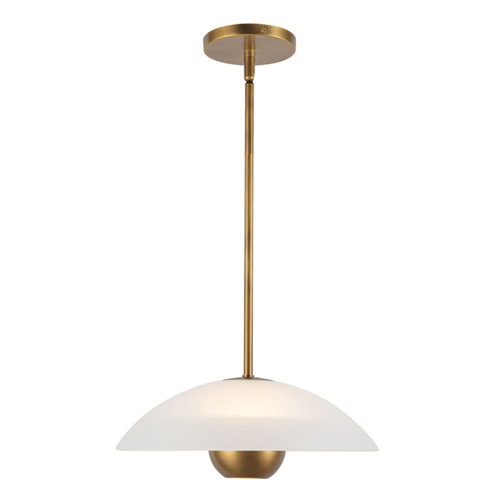 Kuzco Umbra 14" Brass Pendant, Opal Glass/Vintage Brass
