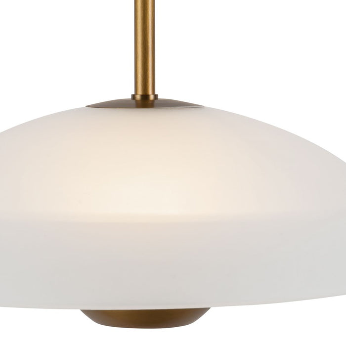 Kuzco Umbra 14" Brass Pendant, Opal Glass/Vintage Brass
