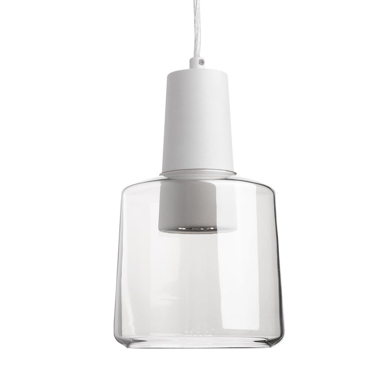 Kuzco Samson 6in 1-Light LED Pendant | Clear Glass and Frosted Acrylic Diffuser | Kitchen Island & Dining Room | 8.88 x 5.88 in | Model PD12506-CL