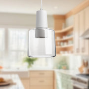 Kuzco Samson 6in 1-Light LED Pendant | Clear Glass and Frosted Acrylic Diffuser | Kitchen Island & Dining Room | 8.88 x 5.88 in | Model PD12506-CL