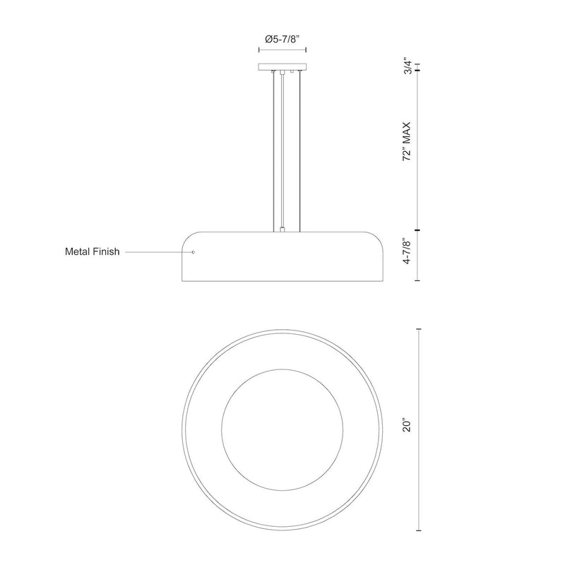 Kuzco Beacon 20in LED Pendant | White Steel and Opal Glass Diffuser | Kitchen Island & Dining Room | 20 x 20 x 4 in | Model PD13120-WH-5CCT