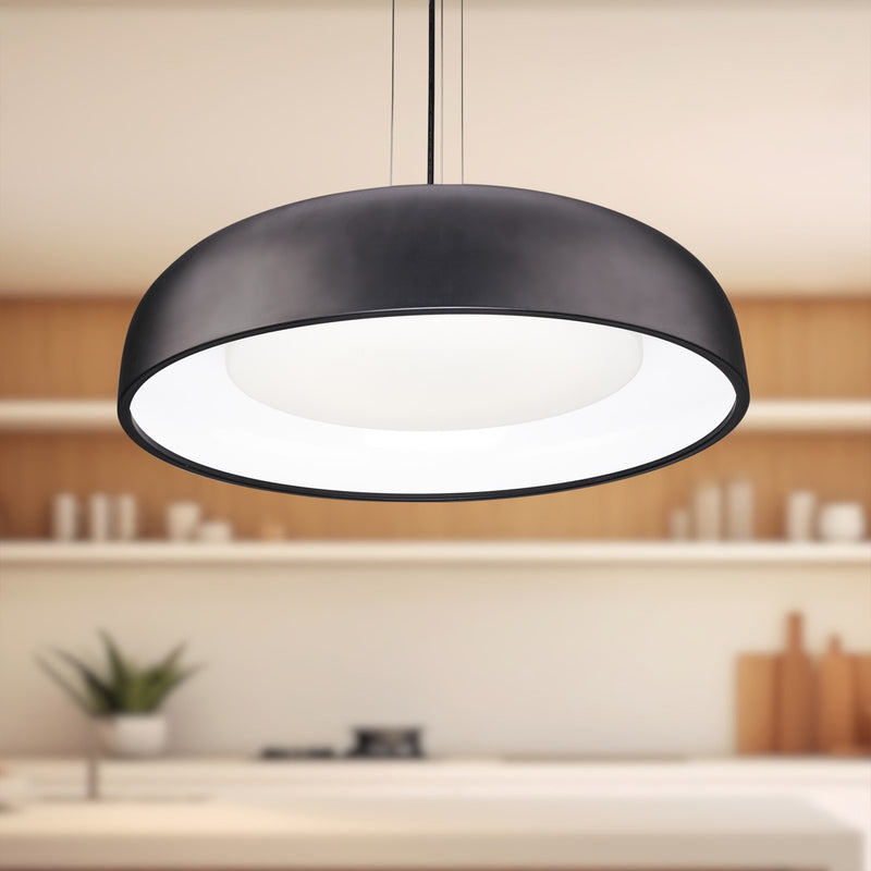 Kuzco Beacon 24in LED Pendant | Black Steel and Opal Glass | Kitchen Island & Dining Room | 24 x 5.88 in | Model PD13124-BK