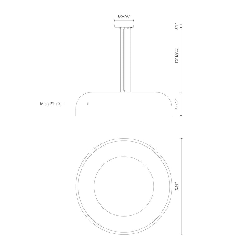 Kuzco Beacon 24in LED Pendant | Black Steel and Opal Glass | Kitchen Island & Dining Room | 24 x 5.88 in | Model PD13124-BK