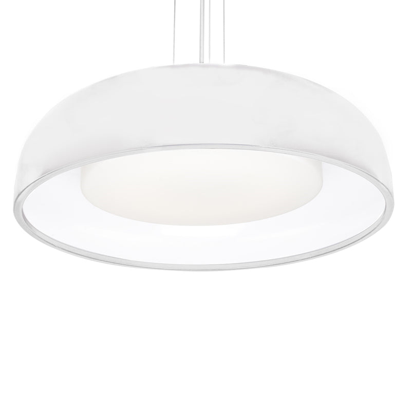 Kuzco Beacon 24in 1-Light LED Pendant | White Steel and Opal Glass Diffuser | Kitchen Island & Dining Room | 24 x 24 x 5.9 in | Model PD13124-WH