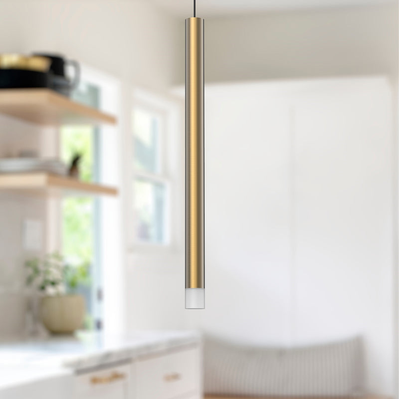 Kuzco Elixir 15in LED Pendant | Minimal Brushed Gold and Acrylic with Sandblasted Interior | Kitchen Island & Dining Room | Model PD15415-BG