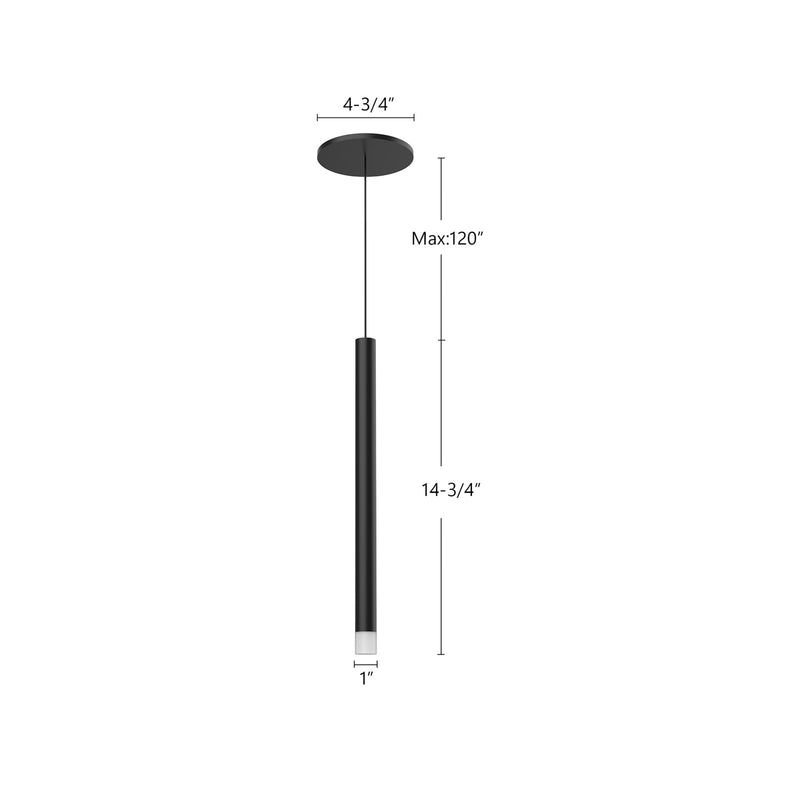 Kuzco Elixir 15in LED Pendant | Modern Black Acrylic with Sandblasted Interior | Dining Room & Kitchen Island | 14.75 x 1 in | Model PD15415-BK