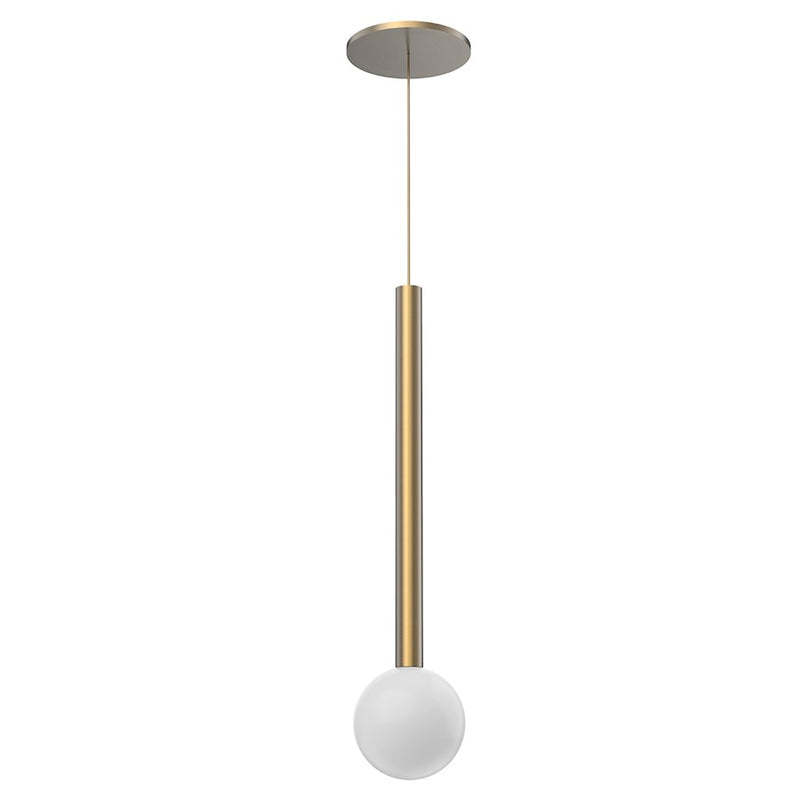 Kuzco Elixir 17.75in 1-Light Pendant | Minimalist Brushed Gold Metal and Opal Glass | Kitchen Island & Dining Room | 17.75 x 4 in | Model PD15518-BG