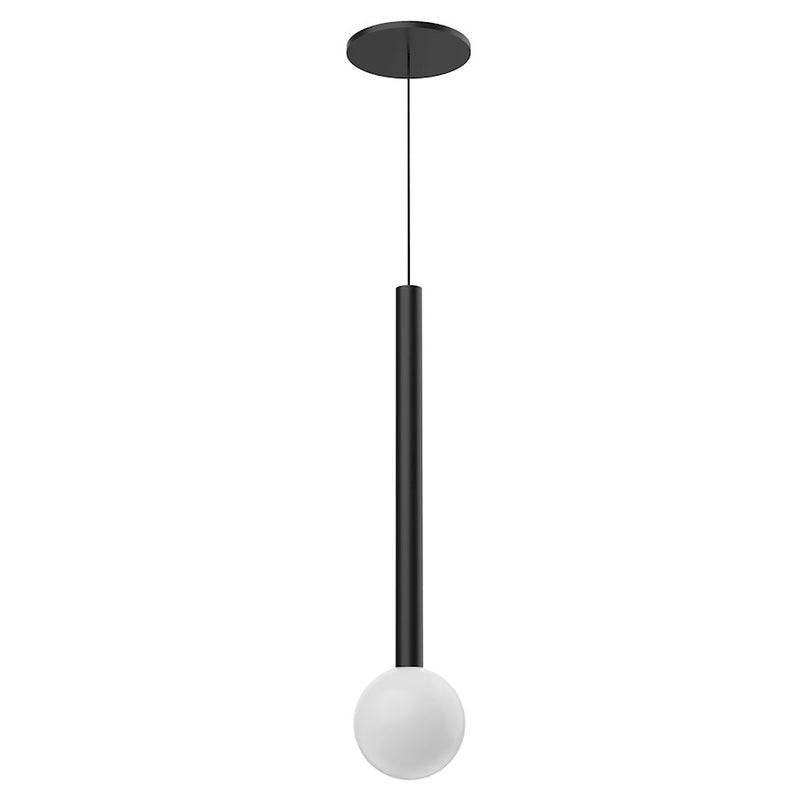 Kuzco Elixir 18in 1-Light LED Pendant | Modern Black and Opal Glass | Kitchen Island & Dining Room | 17.75 x 4 in | Model PD15518-BK