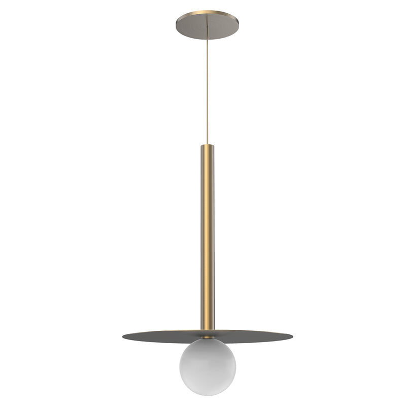Kuzco Elixir 19in LED Pendant | Minimalist Brushed Gold and Opal Glass | Kitchen Island & Dining Room | 17.75in H x 11.88in Dia | Model PD15519-BG