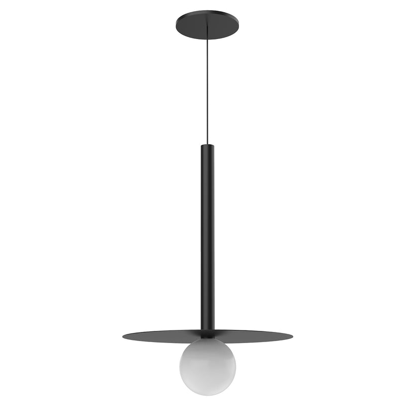 Kuzco Elixir 19in 1-Light LED Pendant | Modern Black and Opal Glass | Kitchen Island & Dining Room | 595lm 3000K 90CRI Dimmable | Model PD15519-BK