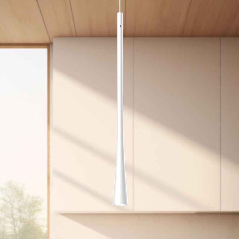 Kuzco Taper 16in 1-Light LED Pendant | Minimalist White Aluminum and Acrylic Lens | Kitchen Island & Dining Room | 16 x 1.25 in | Model PD15816-WH